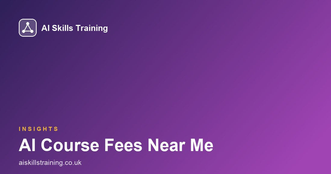 AI Skills Training share card with the headline AI Course Fees Near Me: What You Pay on a purple gradient