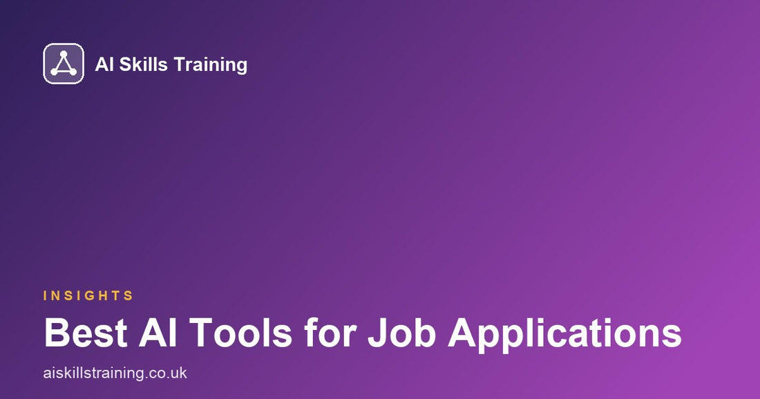 AI Skills Training share card with the headline Best AI Tools for Job Applications on a purple gradient