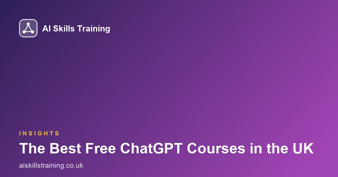 AI Skills Training share card with the headline The Best Free ChatGPT Courses in the UK on a purple gradient
