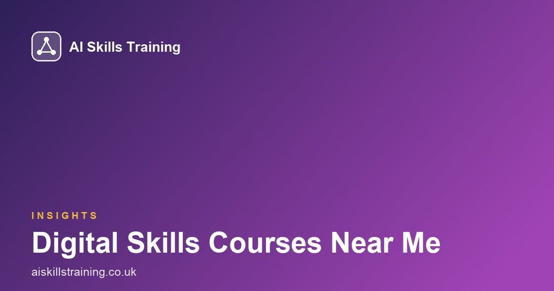 AI Skills Training share card with the headline Digital Skills Courses Near Me on a purple gradient
