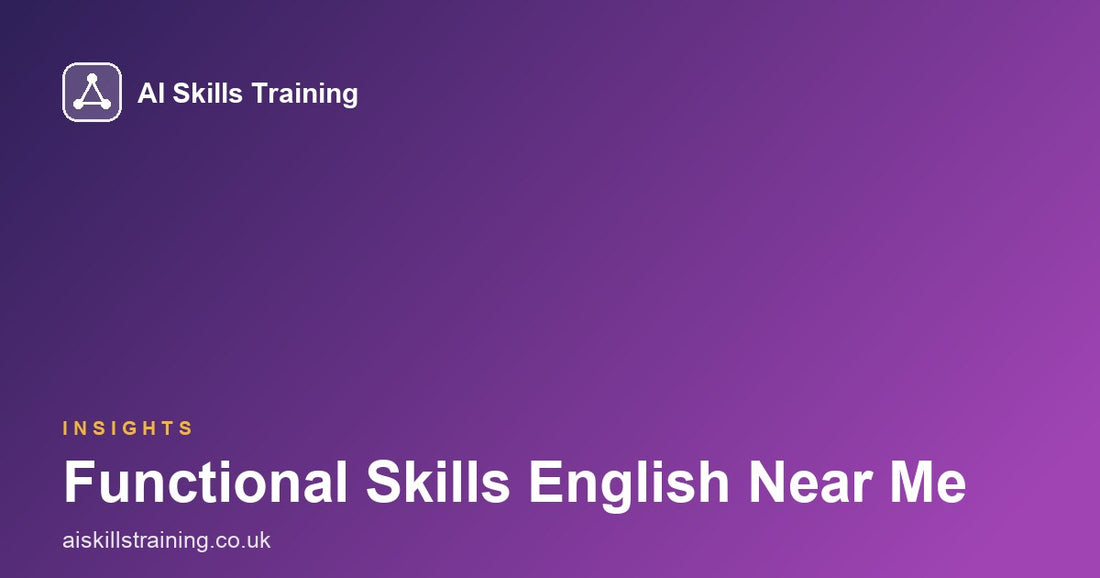 AI Skills Training share card with the headline Functional Skills English Near Me on a purple gradient