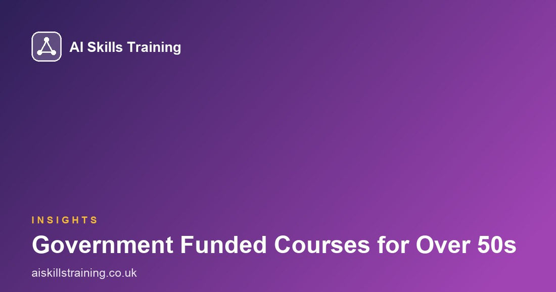 AI Skills Training share card with the headline Government Funded Courses for Over 50s on a purple gradient