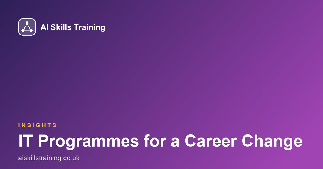 AI Skills Training share card with the headline IT Programmes for a Career Change on a purple gradient