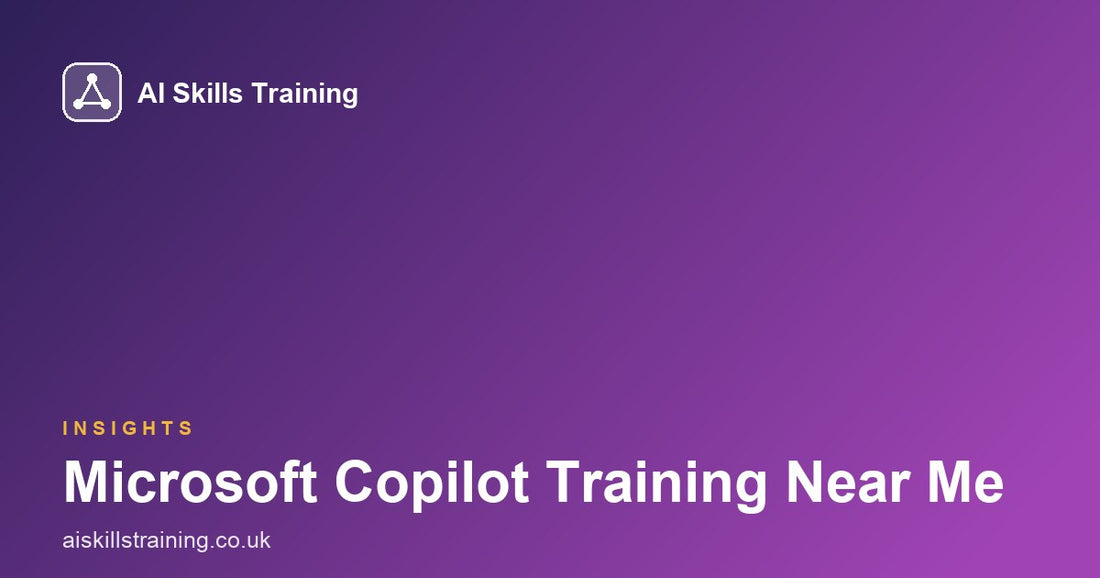 AI Skills Training share card with the headline Microsoft Copilot Training Near Me on a purple gradient